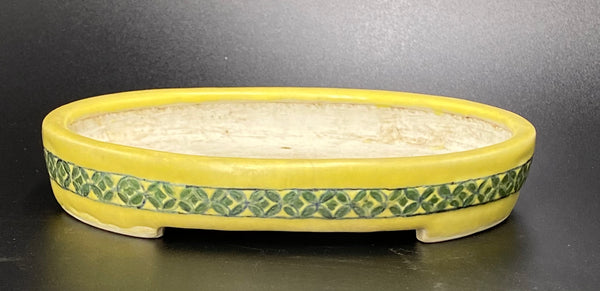 ！！超希少釘彫秀峰落款！！⭐︎義村製陶製⭐︎ 和鉢　楕円　虫喰　盆栽鉢　烏泥　楕円 奥村宗山造 吉祥紋楕円鉢 – Bonsai Iroha